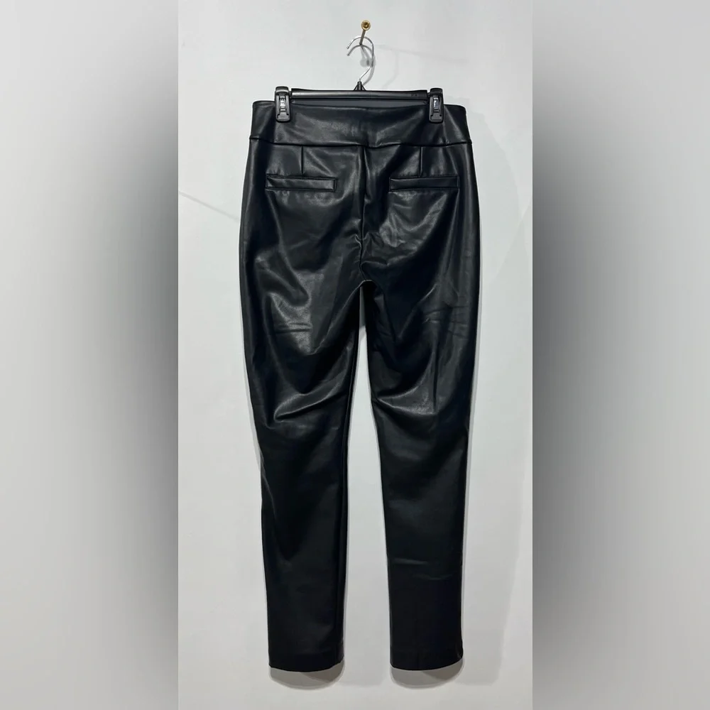 Black Tape High Rise Black Soft Faux Leather Pants Size Medium Inseam 30” - Picture 2 of 4